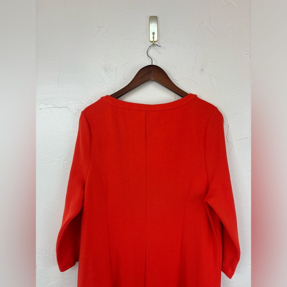 BODEN Ribbed Knit Red Orange Shift Dress‎ Knee Length 3/4 Long Sleeve Office 16L - Picture 8 of 11